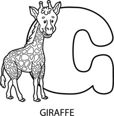  alphabet coloring page. Vector illustration of educational cartoon character for kids