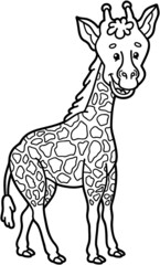 Vector illustration of cute cartoon giraffe character for children, coloring and scrap book