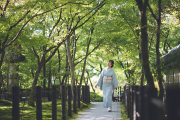 京都禅林寺 （永観堂）、ミスきもの、着物モデル、ポートレート、日本伝統、和風美人