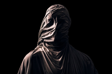 Fototapeta na wymiar Portrait of a scary ghost isolated on black background