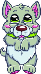 Cute puppy lying. top view