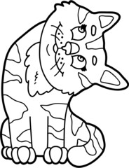 Vector illustration of cute cartoon cat character for children, coloring and scrap book