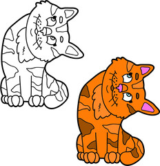 Vector illustration coloring page with cartoon animal for children, coloring and scrap book, printable