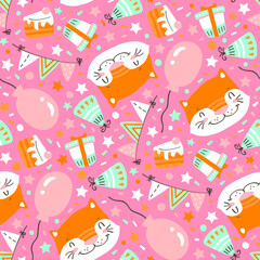 vector seamless background pattern with birthday party