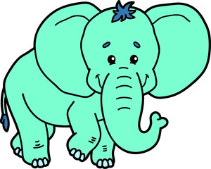 Vector illustration of cute cartoon elephant character for children and scrap book