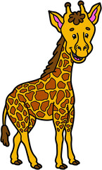 Obraz premium Vector illustration of cute cartoon giraffe character for children and scrap book