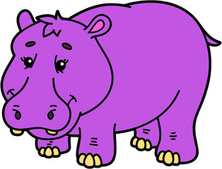 Vector illustration of cute cartoon hippopotamus character for children and scrap book