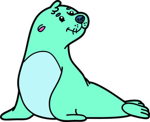 Vector illustration of cute cartoon seal character for children and scrap book