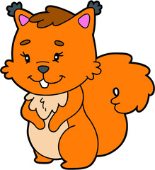 Vector educational illustration of cute cartoon animal character for children and scrap book