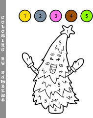 funny puppy coloring educational kids game. Vector illustration coloring by numbers educational kids game of happy cartoon character for kids