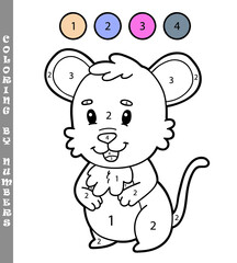 funny puppy coloring educational kids game. Vector illustration coloring by numbers educational kids game of happy cartoon character for kids