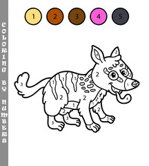  Vector illustration of coloring by numbers educational game with cartoon numbat for kids coloring book
