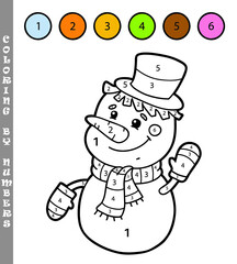 funny puppy coloring educational kids game. Vector illustration coloring by numbers educational kids game of happy cartoon character for kids