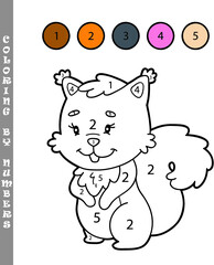 funny puppy coloring educational kids game. Vector illustration coloring by numbers educational kids game of happy cartoon character for kids