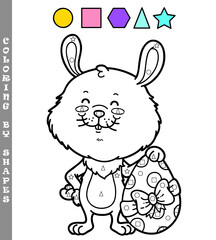 Vector illustration coloring by numbers game of happy cartoon Easter bunny for kids