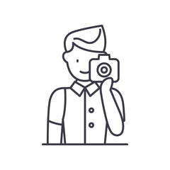 Photography icon, linear isolated illustration, thin line vector, web design sign, outline concept symbol with editable stroke on white background.
