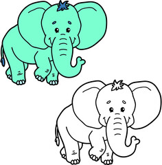 illustration coloring page of happy cartoon character for children, coloring and scrap book