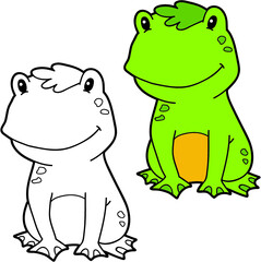 illustration coloring page of happy cartoon character for children, coloring and scrap book