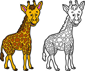 illustration coloring page of happy cartoon character for children, coloring and scrap book