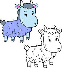 illustration coloring page of happy cartoon character for children, coloring and scrap book