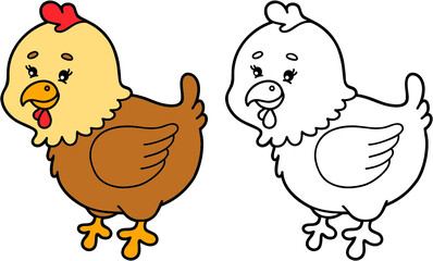 illustration coloring page of happy cartoon character for children, coloring and scrap book