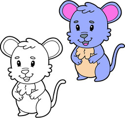 illustration coloring page of happy cartoon character for children, coloring and scrap book