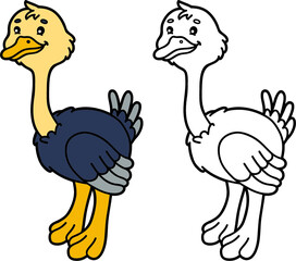 illustration coloring page of happy cartoon character for children, coloring and scrap book