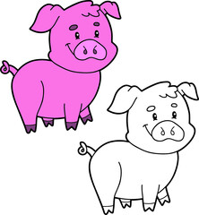 illustration coloring page of happy cartoon character for children, coloring and scrap book