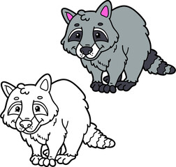 illustration coloring page of happy cartoon character for children, coloring and scrap book