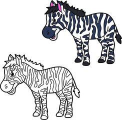 illustration coloring page of happy cartoon character for children, coloring and scrap book