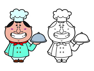 illustration coloring page of happy cartoon character for children, coloring and scrap book