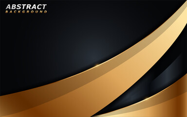 Luxury Dark Background Combine with Golden Lines Shapes Element. Vector Illustration Design Template Element.