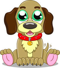 Vector illustration of cute cartoon puppy