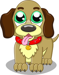 Vector illustration of cute cartoon puppy