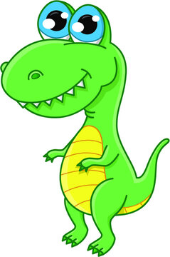 Vector illustration of cute cartoon dinosaur