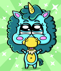 Vector illustration of a happy cartoon unicorn