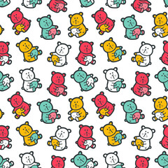 vector seamless pattern for baby shower with doodle bears