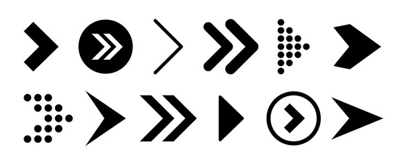 Arrows icons set. Arrow vector collection.Arrow icon flat style for web design and app.Arrows icons set, modern simple flat black vector pointer signs on a white background.Vector illustration.