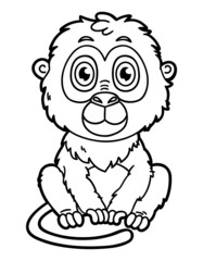 Obraz premium Vector illustration coloring page of happy cartoon monkey for children and scrap book