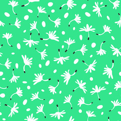 vector seamless background pattern with funny simple flowers dandelion
for fabric, textile