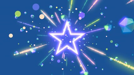 4K looped neon star geometric world animation.