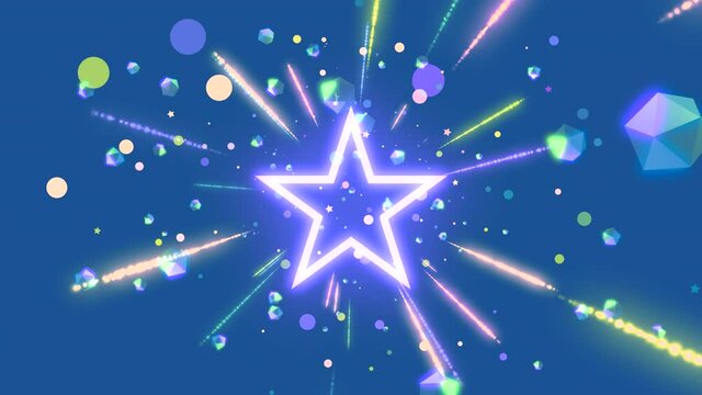4K looped neon star geometric world animation.