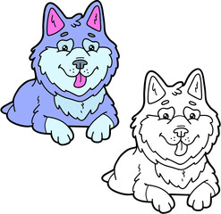 Vector illustration coloring page of cartoon character for children, coloring and scrap book