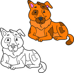 Vector illustration coloring page of cartoon character for children, coloring and scrap book