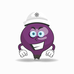 The Purple Onion mascot character becomes a captain. vector illustration