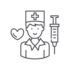 Physician icon, linear isolated illustration, thin line vector, web design sign, outline concept symbol with editable stroke on white background.