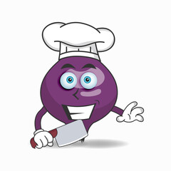 The Purple Onion mascot character becomes a chef. vector illustration