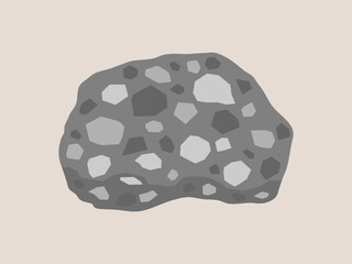 Agglomerate specimen illustration. Coarse grained volcaniclastic rock. 