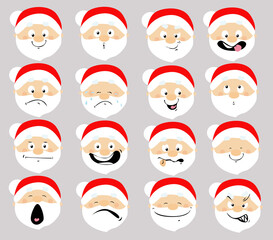 Santa Emoticon Icon Flat Design Cartoon Face Vector illustration