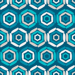 Mosaic with geometric shapes. Seamless pattern. Design with manual hatching. Textile. Ethnic boho ornament. Vector illustration for web design or print.